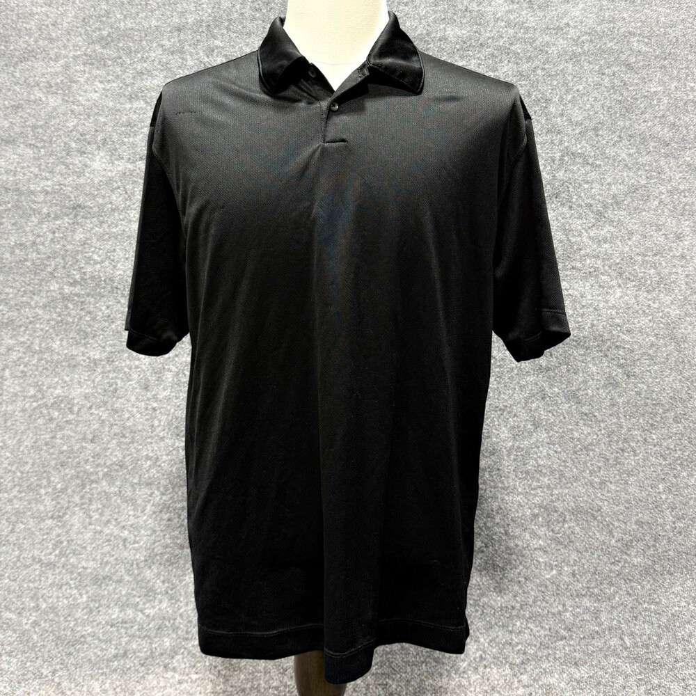 Nike Golf Mens Large Black Dri-FIT Performance Polo Shirt Swoosh Short Sleeve